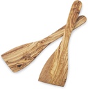 Wooden Spatulas for Kitchen, Set of 2 Non-Stick & Non Scratch Olive Wood Cooking Utensils