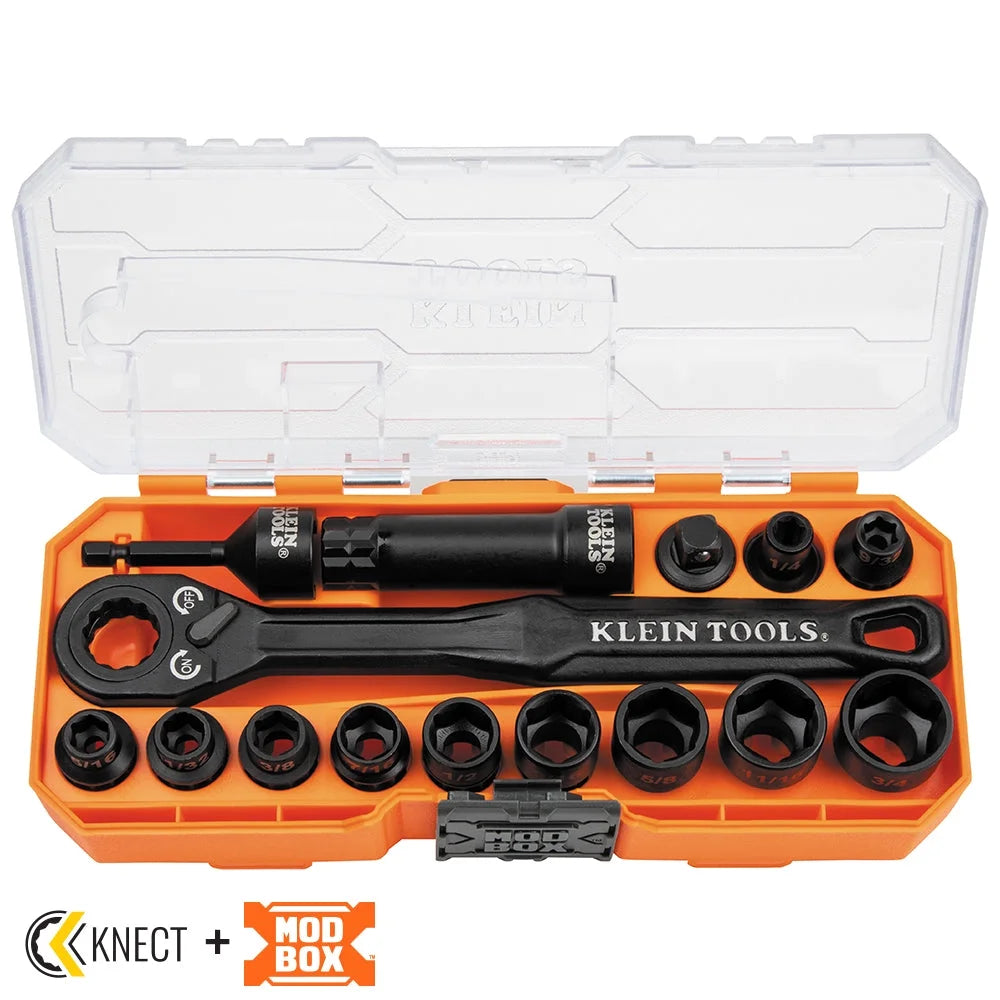 Klein Tools 65400 Impact-Rated Pass through Socket Set, 8 1/2" Drive