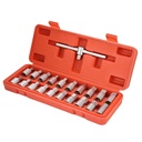 21Pcs Cr V Steel 3/8In Oil Drain Plug Sump Slid Able T Handle Socket Wrench Set Oil Change Tool