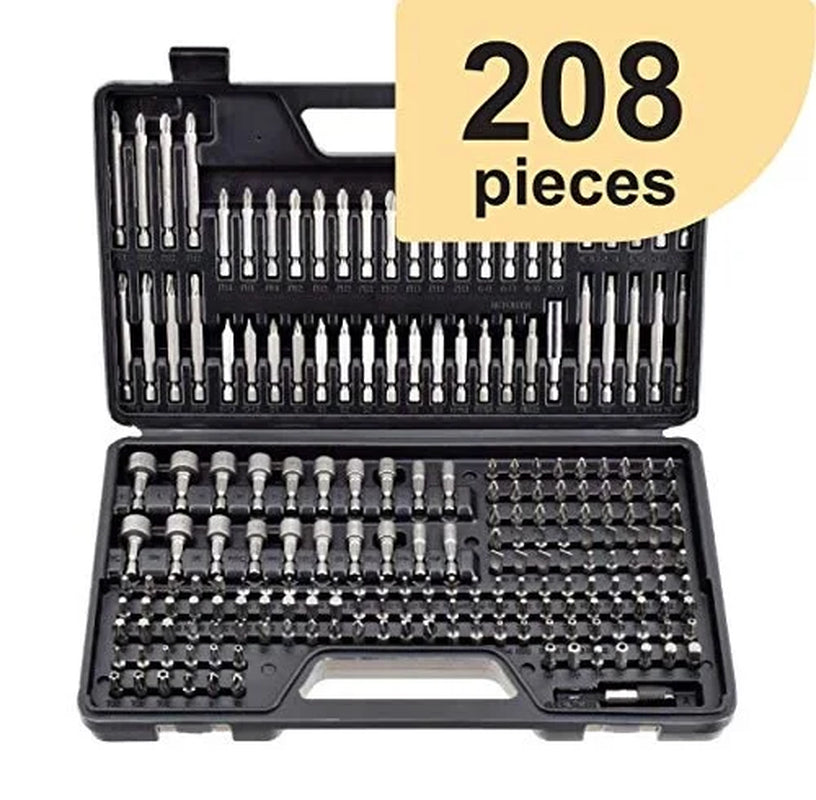 208 Piece Ultimate Screwdriver Bit Set, High Grade Carbon Steel, Includes Hard-To-Find Security Bits