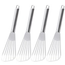Unique Bargains Stainless Steel Slotted Kitchen Spatula Barbecue Turner Shovel Silver Tone 4 Pcs