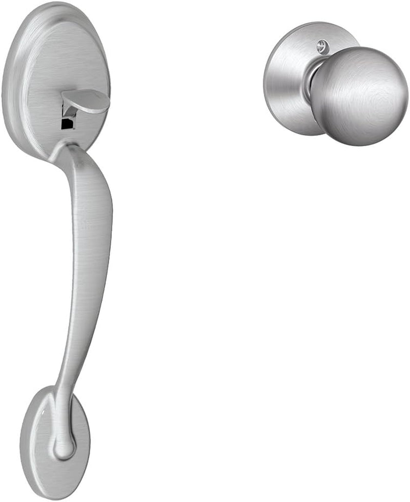 SCHLAGE Scht9|#Schlage FE285 PLY 626 ORB Plymouth Trim Lower Half Front Entry Handleset with Orbit Knob, Satin Chrome