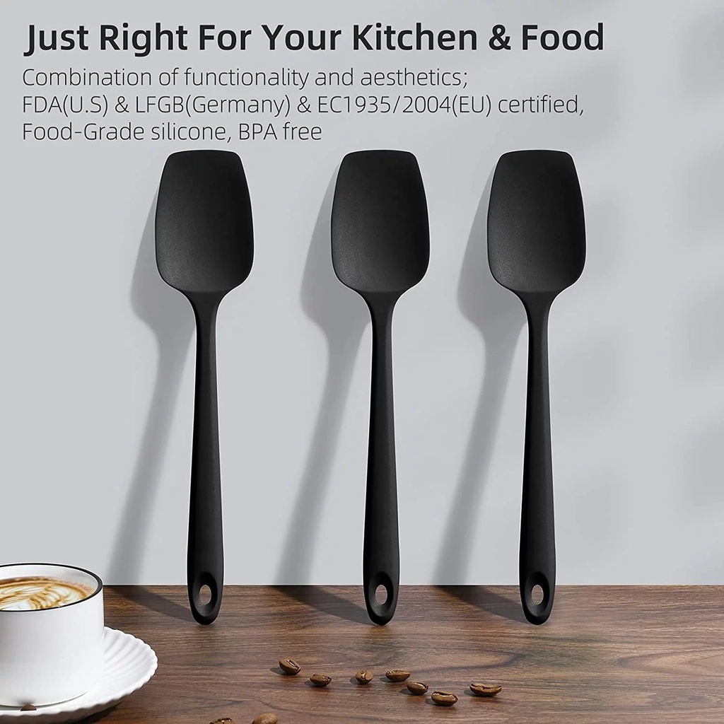 3Pcs Silicone Spoon Spatula Set, Food Grade BPA Free, Heat Resistant up to 600℉, Baking Cooking Mixing Kitchen Utensils
