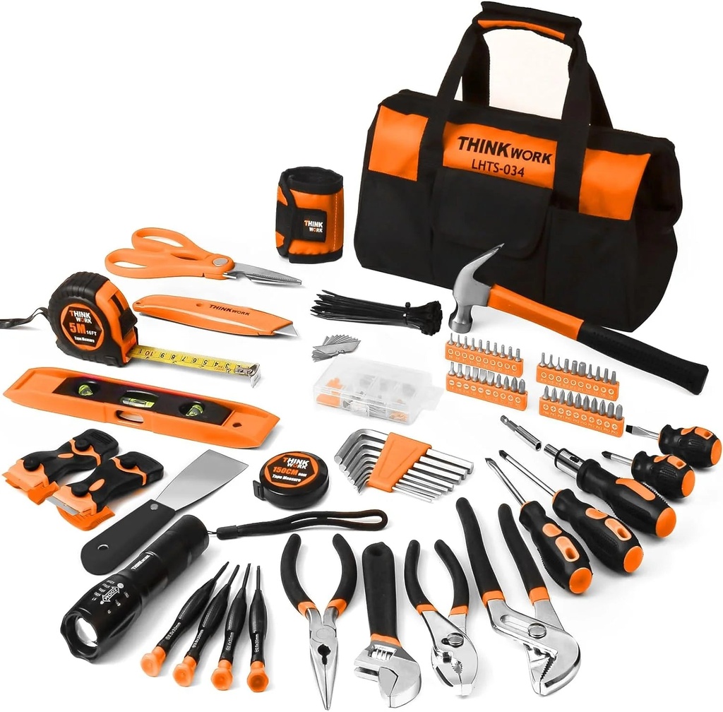 Tool Set - 207 Piece Portable Home Repairing Tool Kit, General Household Hand Tool Set with 13'' Wide Mouth Open Storage Tool Bag, Perfect for DIY, Home Maintenance, Handyman - Gift for Men