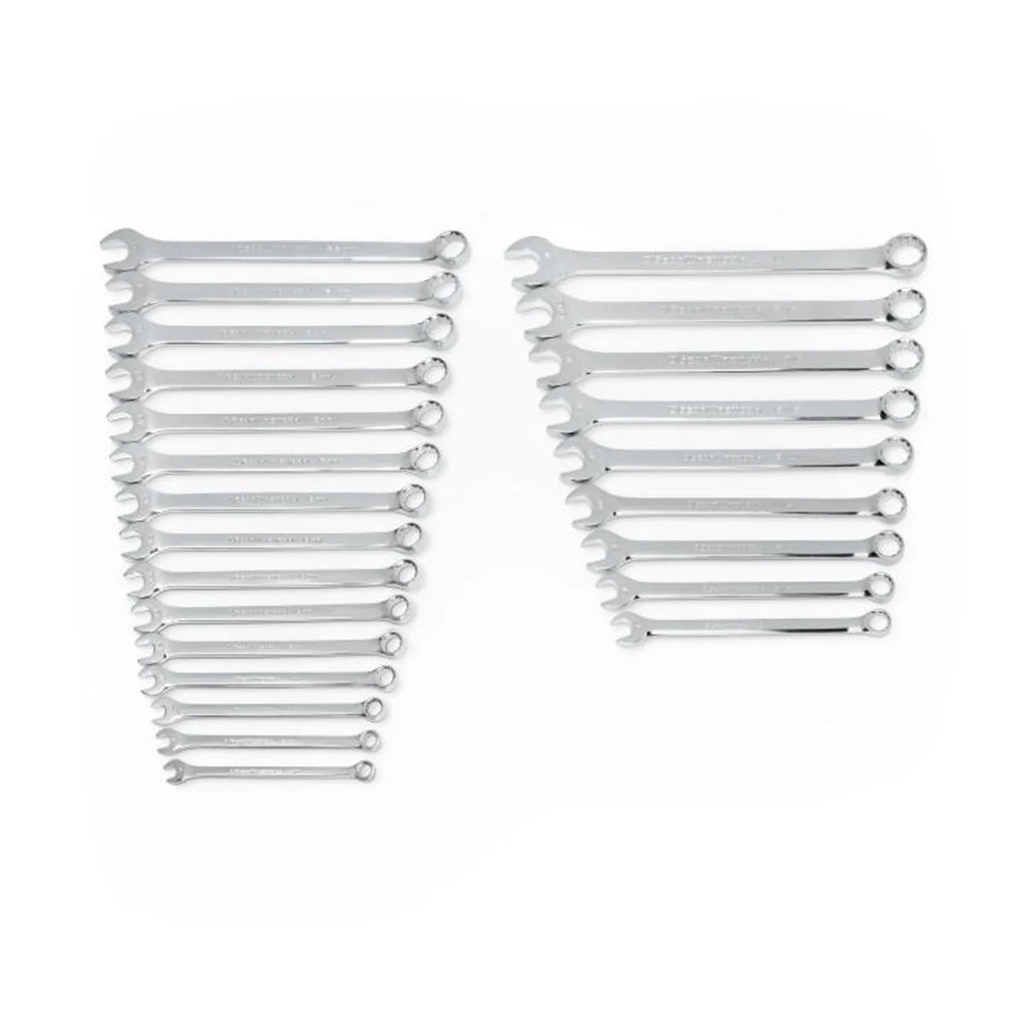 24 Piece Sae/Metric Long Pattern Combo Wrench Set