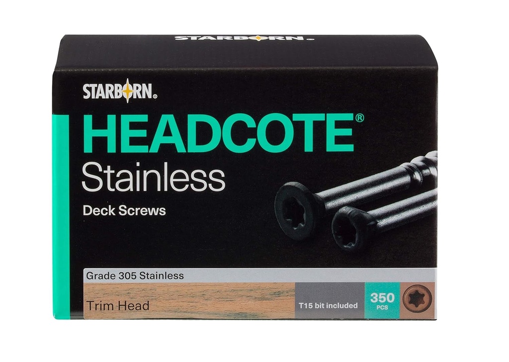 Headcote Trim Screws - #7 X 2-1/4" - #38 Black- 305 Stainless Steel - 350 Pc Deck Pack- STX38T07225