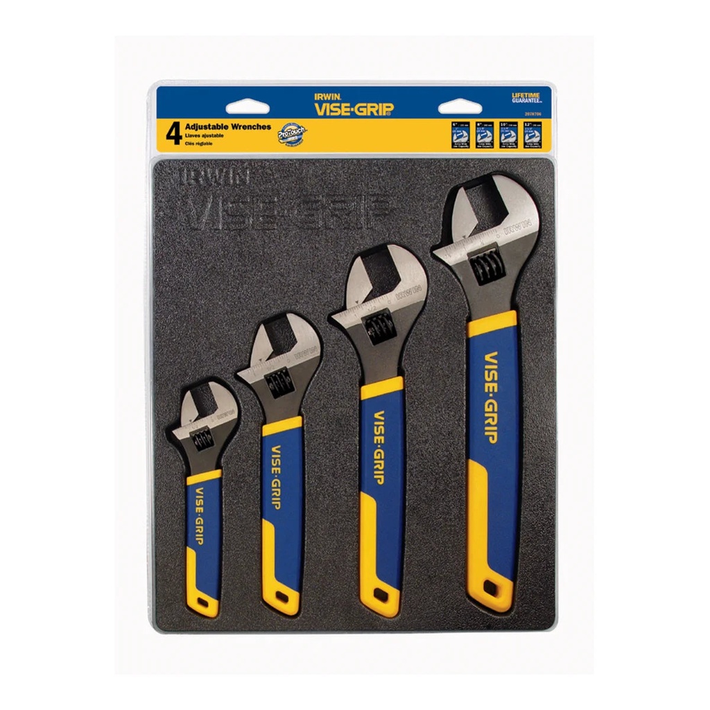 Irwin/Hanson 2078706 Vise-Grip 4Pc Adj Wrench Tray Set