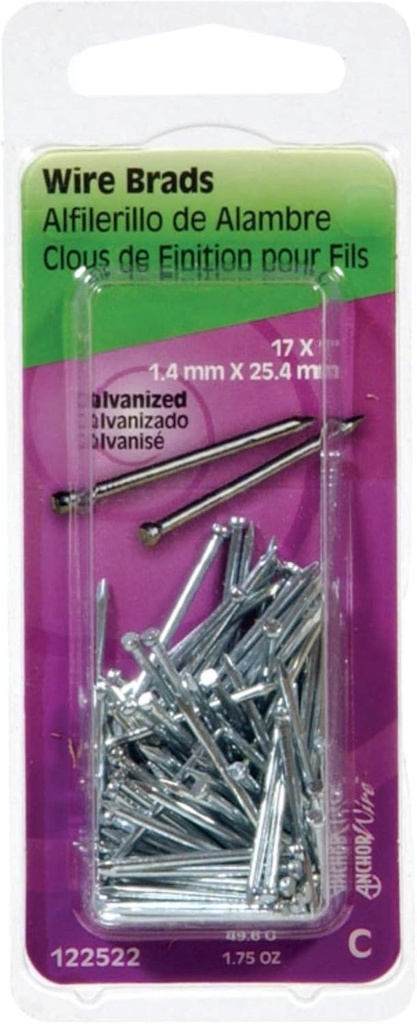 Hillman Wire Brad 1 " Bright Steel 17 Ga Polybox 1.75 Oz