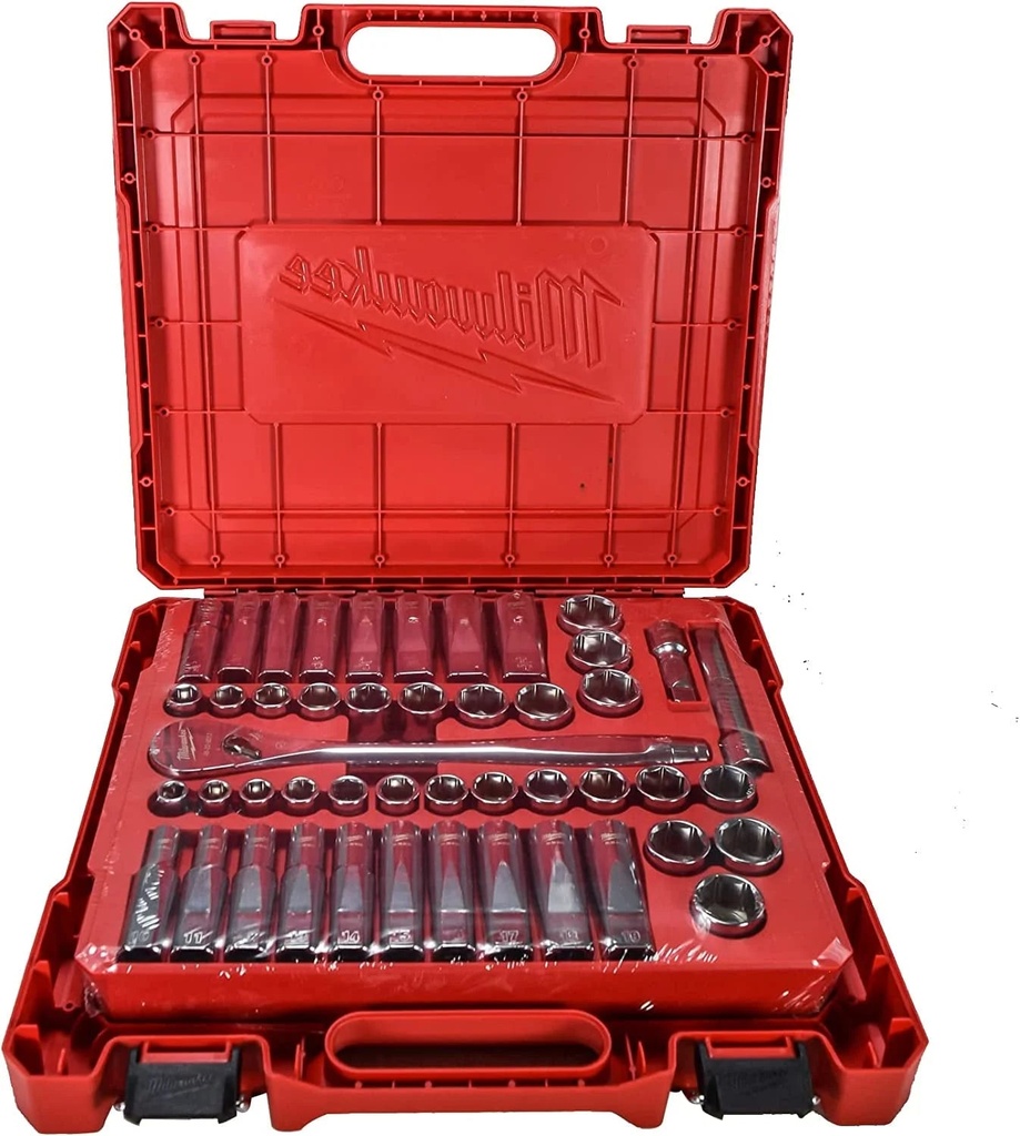 Milwaukee 48-22-9010 1/2 In. Drive Sae/Metric Ratchet and Socket Mechanics Tool Set (47-Piece)