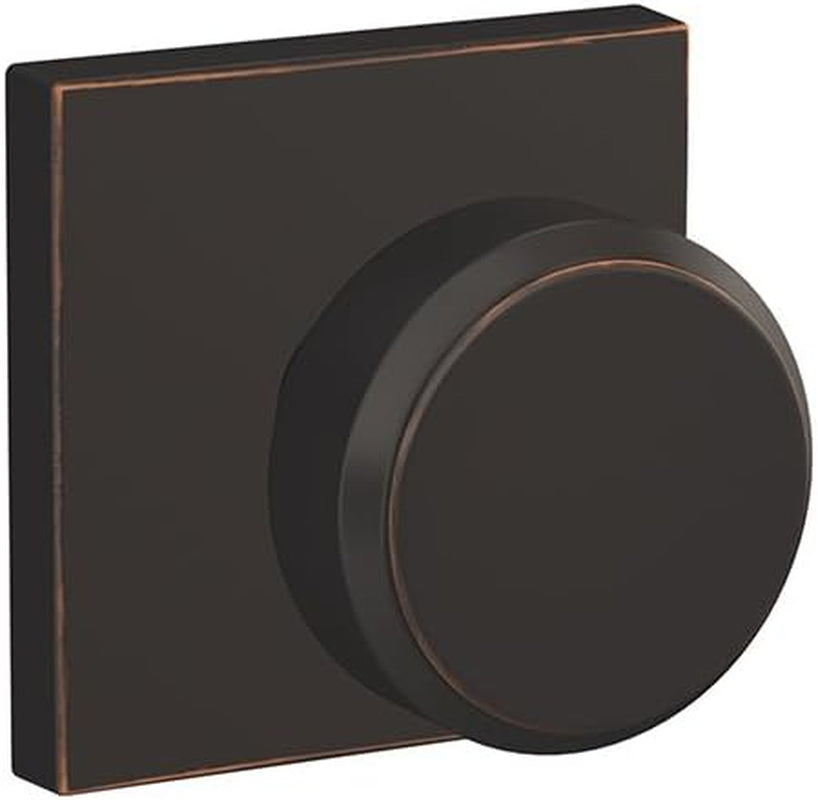 SCHLAGE Custom FC21 BWE 716 COL Bowery Knob with Collins Trim Hall-Closet and Bed-Bath Lock, Aged Bronze