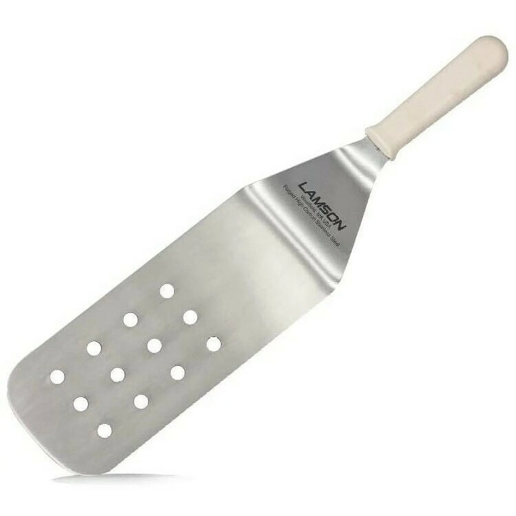 Lamson White 3" X 8" Stainless Steel Perforated Flexible Turner / Spatula