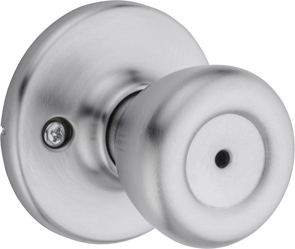 Kwikset Tylo Interior Privacy Door Knob with Lock, Door Handle for Bathroom and Bedroom, Satin Chrome Keyless Turn Lock Doorknob