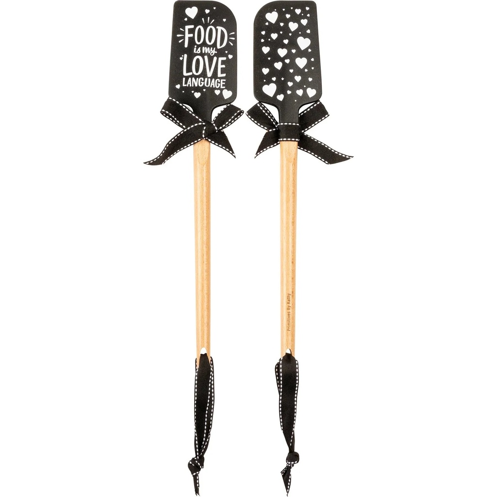 Primitives by Kathy Food Is My Love Language Spatula with a Wooden Handle