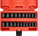 NEIKO 02432A 3/8” Drive SAE and Metric Impact Socket Set | 21 Shallow Pieces | SAE 5/16” to 3/4” | 7Mm to 19Mm | Premium Cr-V Steel | 6-Point Hex Design | Corrosion Resistant Coating