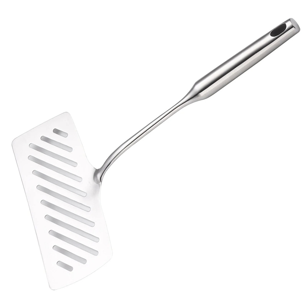 Toma Stainless Steel Fish Spatula Multi-Purpose Wide Steak Spatula Slotted Cooking Turner with Long Handle for Flipping Frying Grilling