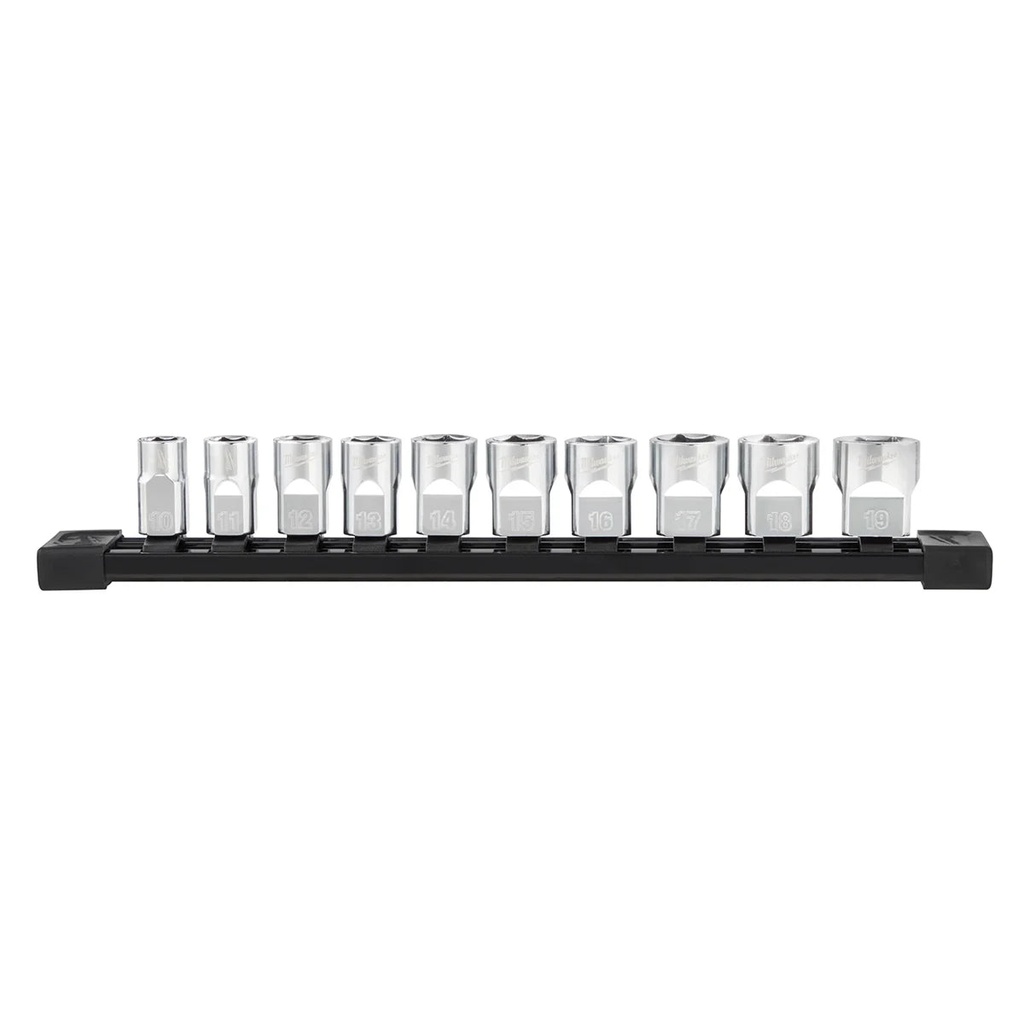 Milwaukee Tool 10Pc 3/8" Metric Sockets with FOUR FLAT Sides