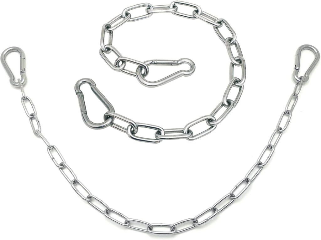 2 Pack Gate Chain Lock for Outdoor Fence, 20 Inches Stainless Steel Gate Chaining Lock with Spring Clasps, Suitable for Horse Goat Dog Cows Stall Fence Barn