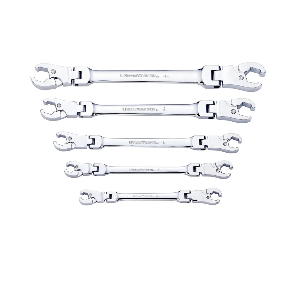 5 Piece Ratcheting Flex Flare Nut Wrench Set- SAE
