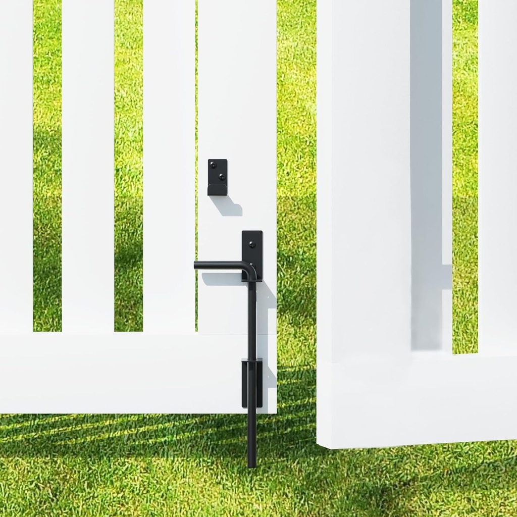 Cane Bolt Heavy Duty Gate Drop Rod 12 Inch Metal Gates Stopper for Wood PVC Vinyl Metal Fences Gates, Gate Ground Latches, Black Finish(1 Pack)