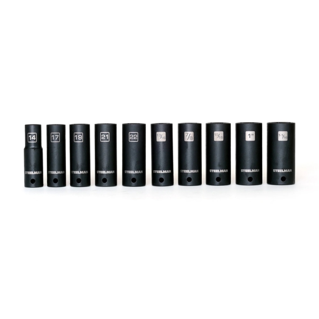 Steelman 10 Piece 1/2 In. Drive Deep Impact Grade Thin Wall Socket Set 99438