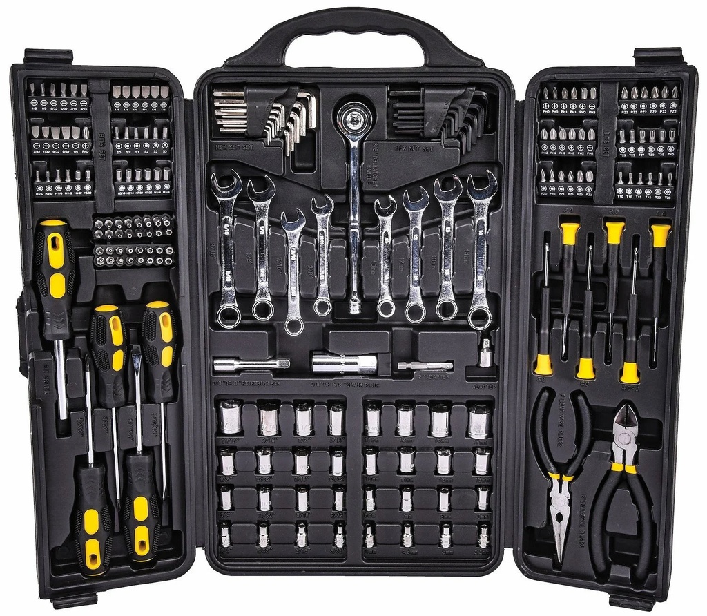 JEGS 80453 Tool Set with Carry Case 200-Piece Plier Set Socket Set Wrench Set Sc