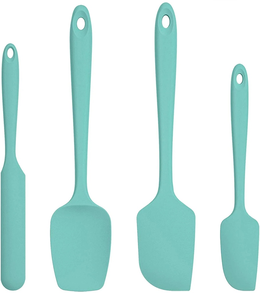 U-Taste 600°F High Heat Resistant Silicone Spatula Set of 4, Bpa-Free Food Grade Kitchen Cooking Baking Mixing One Piece Seamless Flexible Rubber Scraper for Nonstick Cookware (Teal/Aqua Sky)