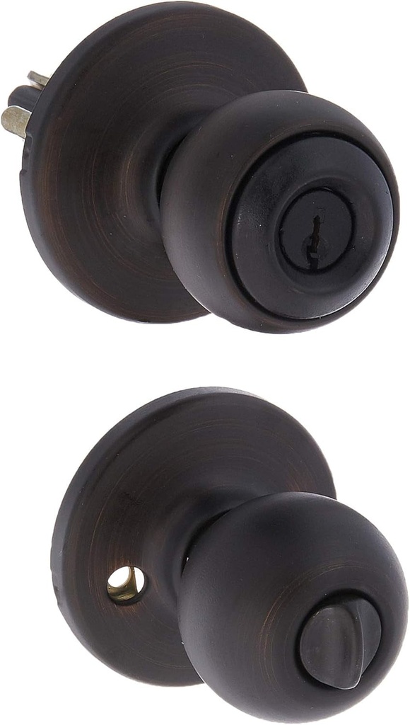 Kwikset Polo Entry Door Knob with Lock and Key, Secure Keyed Handle Exterior Doorlock, Doorknob for Front Entrance and Bedrooms in Venetian Bronze