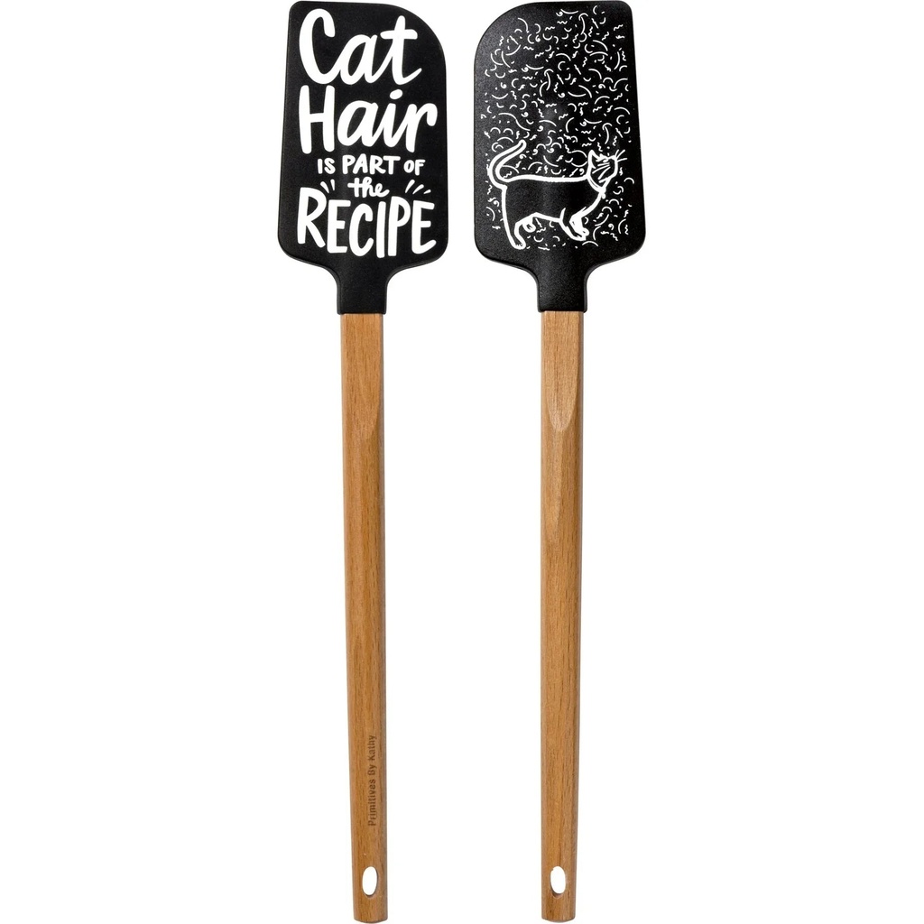 PRIMITIVES by KATHY Cat Hair Is Part of the Recipe Spatula with a Wooden Handle