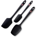 DI ORO Seamless Series 3-Piece Silicone Spatula Set - 600°F Heat Resistant Non Stick Rubber Kitchen Spatulas for Cooking, Baking, and Mixing - LFGB Certified and FDA Approved Silicone (Black)