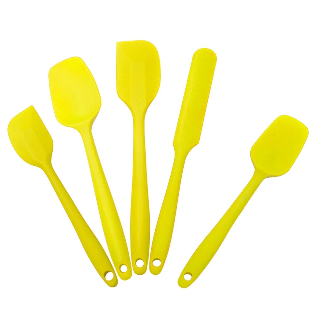 5 Piece Silicone Spatula Set, Seamless Design Rubber Kitchen Spatulas, Strong Handle with Ergonomic Grip, Heat Resistant Cooking Utensil for Nonstick Cookware, Baking, Cooking, and Mixing