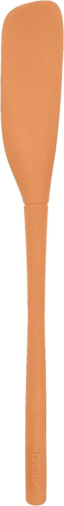 Tovolo Apricot Flex-Core All-Silicone Long-Handled Jar Scraper Spatula, Angled Turner Head, Kitchen Tool with Flat Back & Curved Front for Scooping & Scraping
