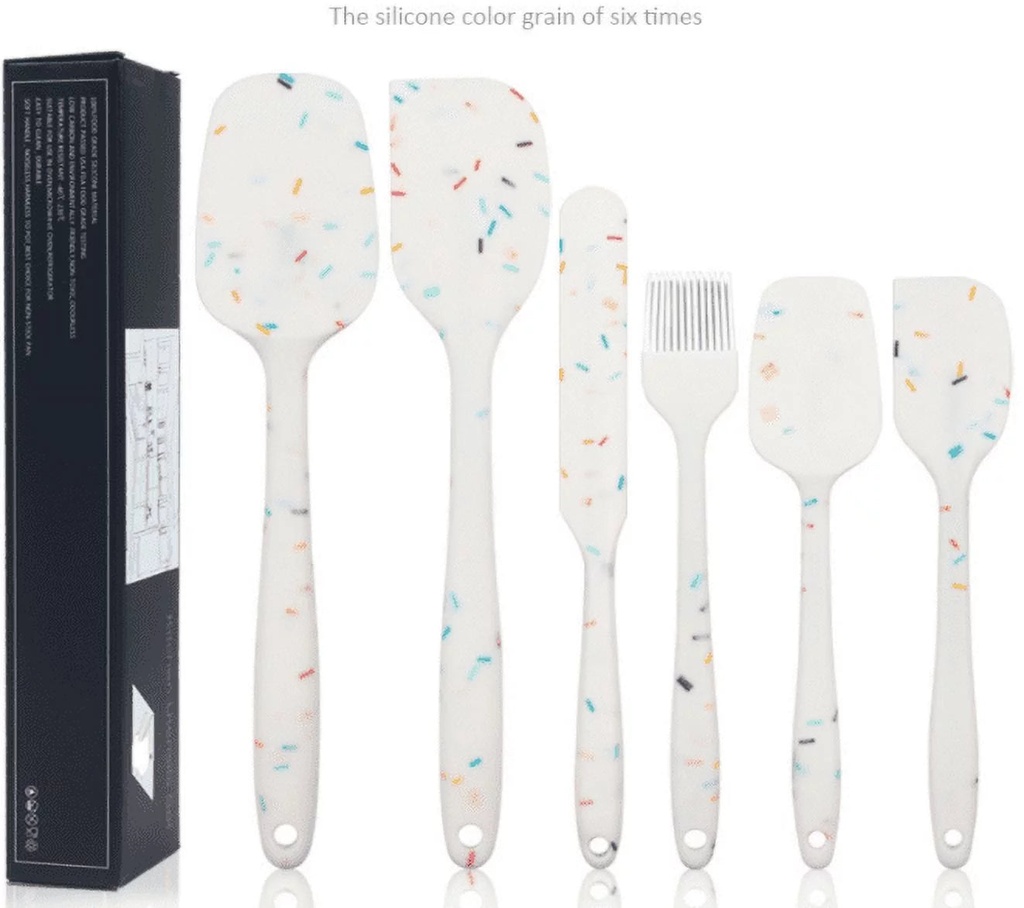 Silicone Spatula Set,Yixing, Heat Resistant Spatulas Set for Baking Cooking and Mixing Kitchen Utensils Seamless,6 Piece,Gray