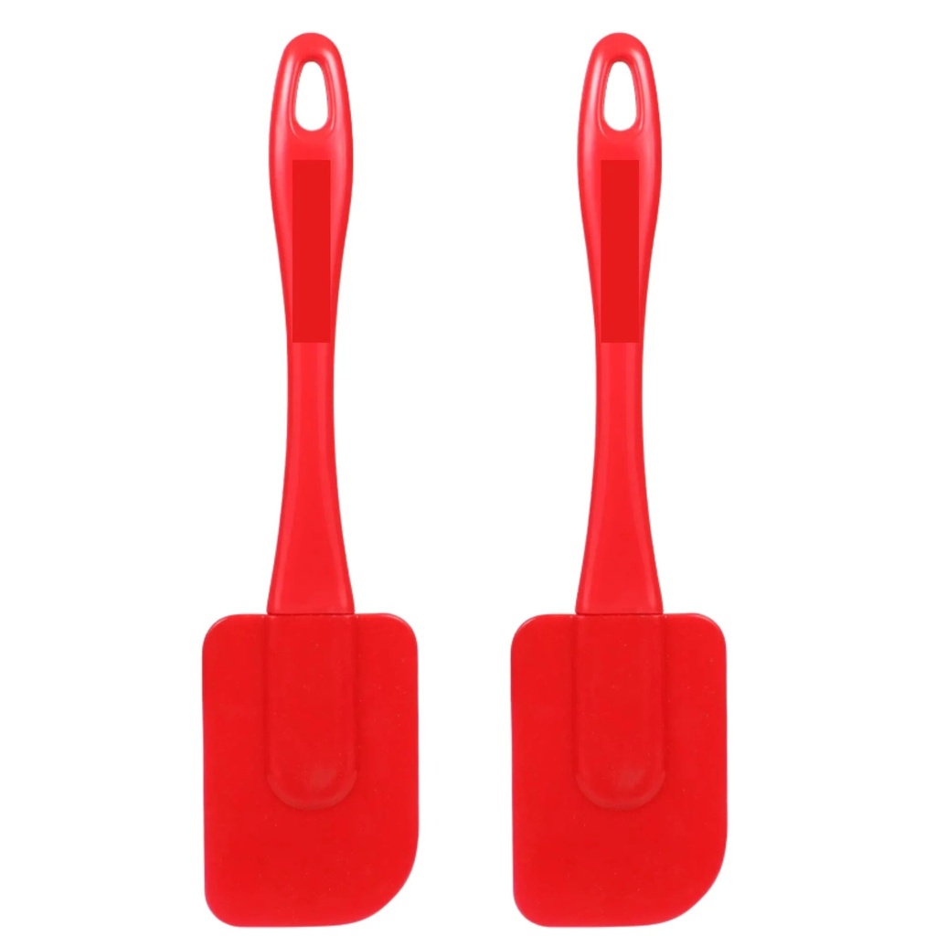 Silicone Spatula 2-Piece Set Heat Resistant Non-Stick Rubber Spatulas with Hanging Hole for Home Kitchen Utensils Cooking Baking Multipurpose Mixing Tools and Housewarming Gifts (Red)