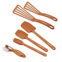 Rachael Ray Tools & Gadgets Nylon Slotted Turner, Veg-A-Peel, and Spatula Set, 5-Piece, Orange
