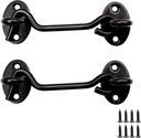Hook and Eye Latch for Door,Heavy Duty Door Hook Lock Set for Enhanced Security,Hook Lock for Door,Door Hook Latch - Ideal for Sliding Door,Wooden Fence,Window.(Black)(2,4 Inch)