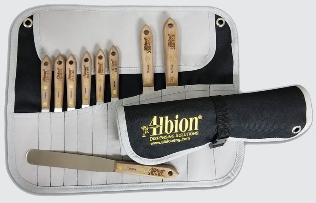 Albion 258-G01 9-Piece Classic Spatula Set in Tool Wrap