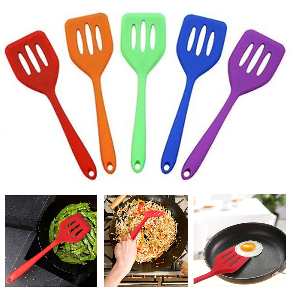 4 Pc Kitchen Spatula Silicone Turner Pancake Egg Heat Resistant Slotted Utensil
