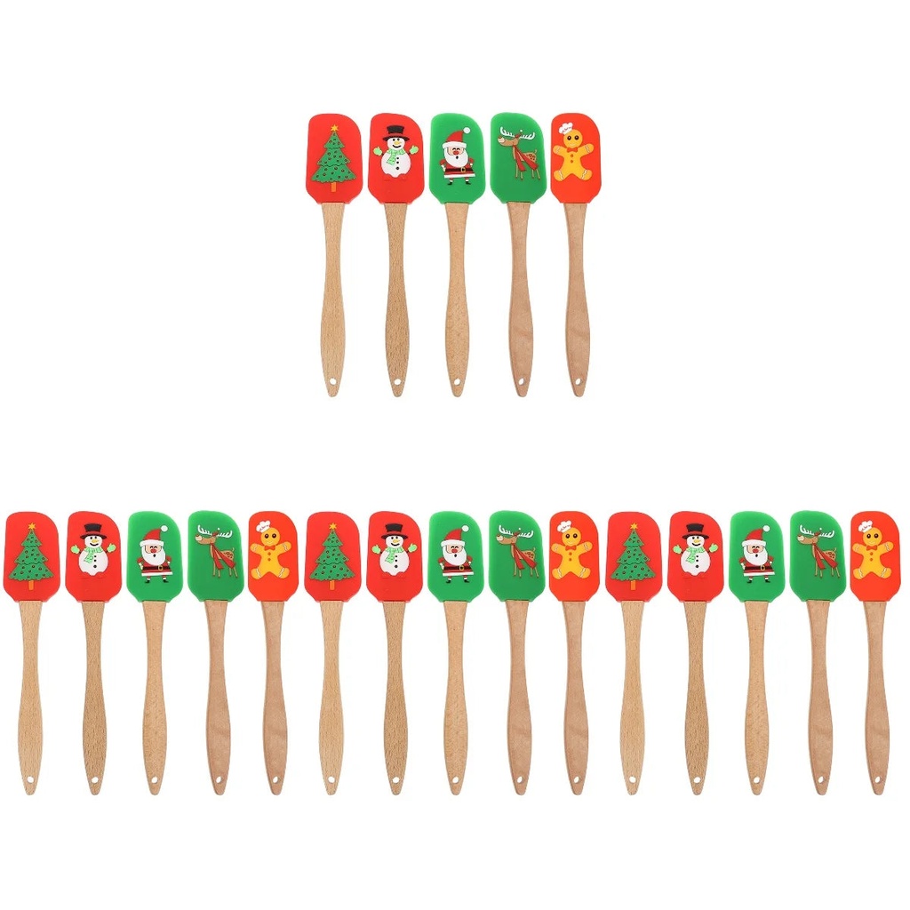 HOMEMAXS 20 Pcs Household Baking Spatulas Christmas Cream Tools Convenient Bream Spatulas (Mixed Style)