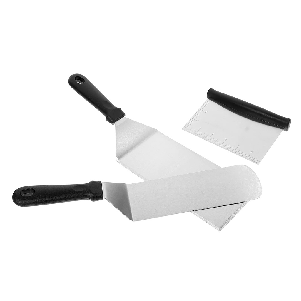 3Pcs/ Set Spatula Turner Stainless Steel Metal Spatula Professional Kitchen Spatula for Pancake Burger and Egg Spatula Flipper for Cooking Grilling