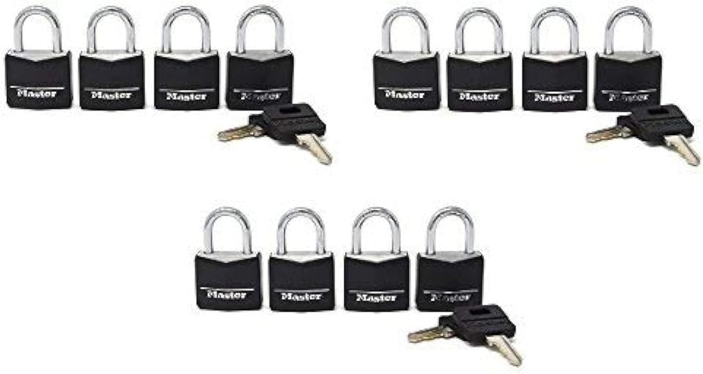 Master Lock 131Q 1-3/16" Wide Weatherproof Solid Body Padlock; 12-Pack