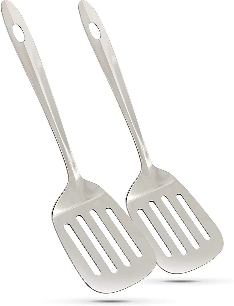 Ram Pro Stainless Steel Slotted Serving Turner Sturdy and Durable Features Hole in Handle for Easy Hanging Ideal for Use in Buffets and Parties (Pack of 2)