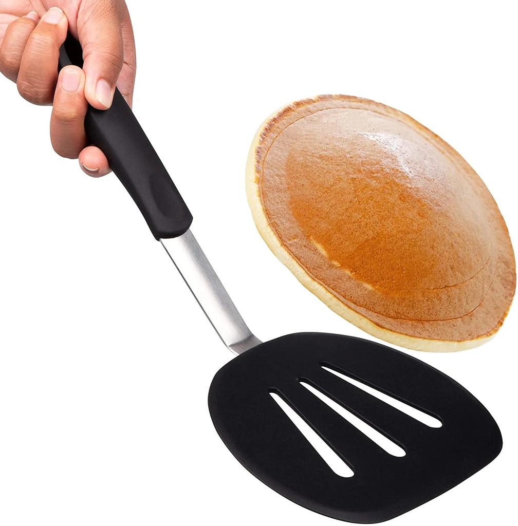 Pancake Spatula Silicone Turner for Nonstick Cookware. Flexible Extra Wide Spatula for Pancake, Egg and Omelette.