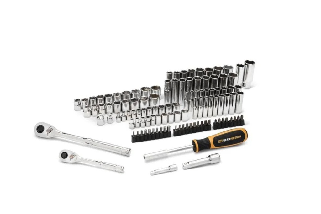 Gearwrench 115 Pc. 1/4, 3/8 Dr. Sae/Mm Mechanics Hand Tool Racing Set