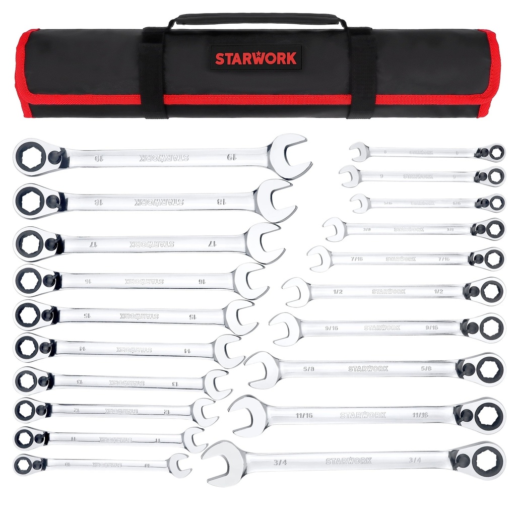 STARWORK TRUE MECHANIC™ 20 Pc. Reversible Ratcheting Combination Wrench Set