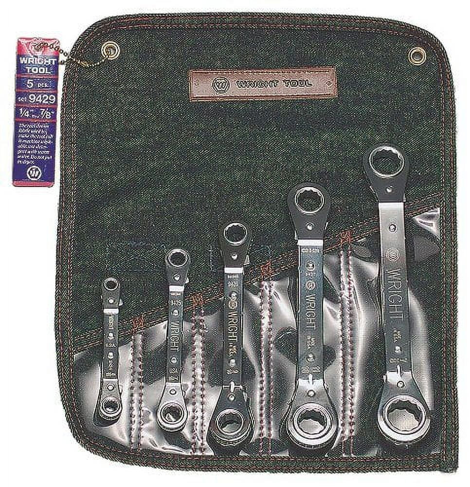 Wright Tool 9429 5Pc. Ratcheting Box Wrench Set 1/4" Thru 7