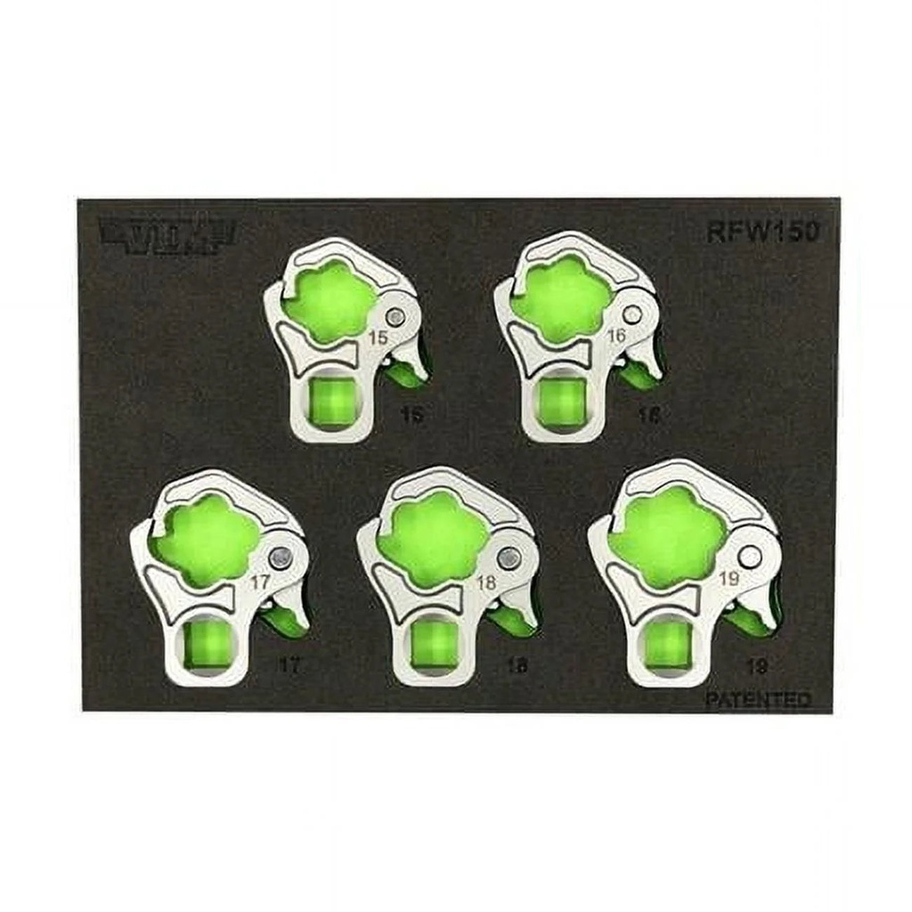 15 to 19 Mm & 0.37 In. Drive Ratcheting Flare Nut Wrench Set, 5 Piece