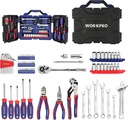 WORKPRO 87 Piece Mechanic Tool Set, Auto Repair Tool Set, Tool Box with Tools Included, General Household Hand Tool Kit with Plastic Toolbox Storage Case