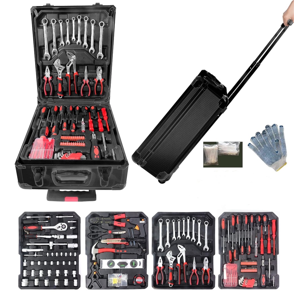 Aukfa 899 Pcs Tool Set, General Hand Tool Kit with Toolbox for Household, Auto Repair, Black