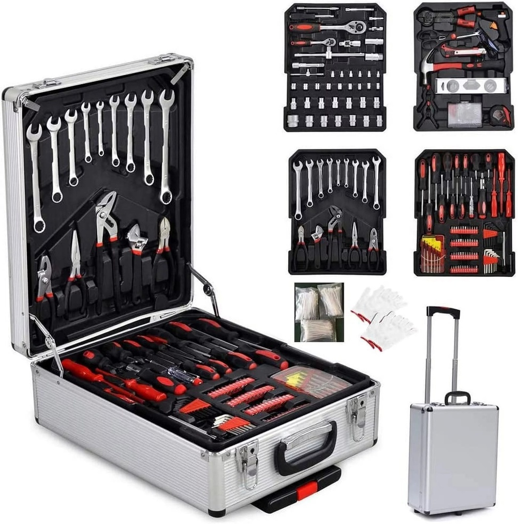 Ubesgoo 799 Pcs Tool Set, Household Repair Hand Tool Kit, Mechanics Tool Kit, with Trolley Case