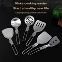 Stainless Steel Camping Cooking Utensil Heat-Resistant Non-Stick Foldable Handle Outdoor BBQ Portable Spatula Turner Colander Spoon